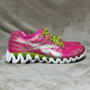 Reebok Zig Tech Hot Pink Lime Green Shoes Size 6.5